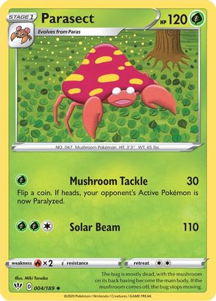 Parasect 004/189 - Reverse Holofoil SWSH03 Darkness Ablaze - Uncommon