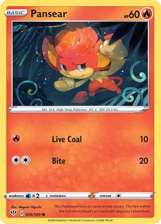 Pansear 026/189 SWSH03 Darkness Ablaze - Common