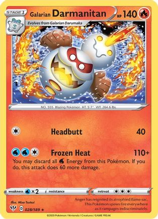 Galarian Darmanitan (28) 028/189 - Reverse Holofoil SWSH03 Darkness Ablaze - Rare