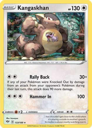 Kangaskhan 133/189 - Reverse Holofoil SWSH03 Darkness Ablaze - Holo Rare