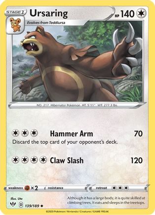 Ursaring 139/189 - Reverse Holofoil SWSH03 Darkness Ablaze - Uncommon