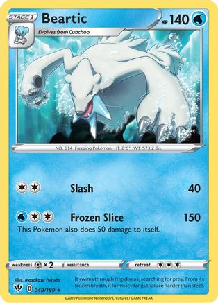 Beartic 049/189 - Reverse Holofoil SWSH03 Darkness Ablaze - Rare