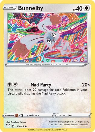 Bunnelby 150/189 - Reverse Holofoil SWSH03 Darkness Ablaze - Common