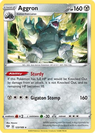 Aggron 123/189 - Holofoil SWSH03 Darkness Ablaze - Holo Rare
