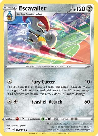 Escavalier 124/189 - Reverse Holofoil SWSH03 Darkness Ablaze - Rare