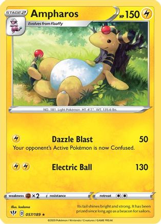 Ampharos 057/189 - Reverse Holofoil SWSH03 Darkness Ablaze - Rare
