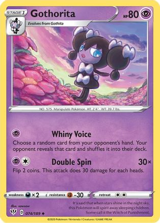 Gothorita 074/189 - Reverse Holofoil SWSH03 Darkness Ablaze - Uncommon