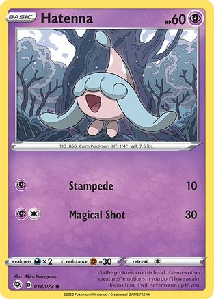 Hatenna 018/73 - Reverse Holofoil Champions Path - Common