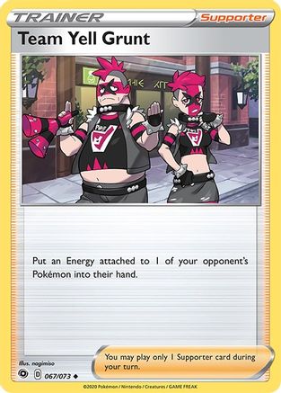 Team Yell Grunt 067/73 - Reverse Holofoil Champions Path - Uncommon