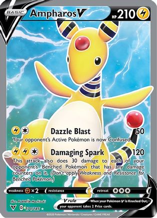 Ampharos V (Full Art) 171/185 - Holofoil SWSH04 Vivid Voltage - Ultra Rare