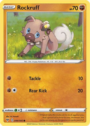 Rockruff 094/185 - Reverse Holofoil SWSH04 Vivid Voltage - Common
