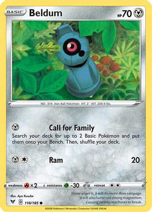 Beldum 116/185 - Reverse Holofoil SWSH04 Vivid Voltage - Common