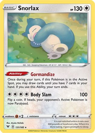 Snorlax 131/185 - Reverse Holofoil SWSH04 Vivid Voltage - Holo Rare