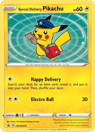 Special Delivery Pikachu SWSH074 - Holofoil SWSH Sword & Shield Promo Cards - Promo