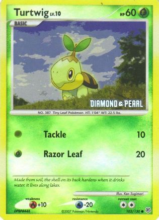 Turtwig 103/130 - Reverse Holofoil Burger King Promos - Promo