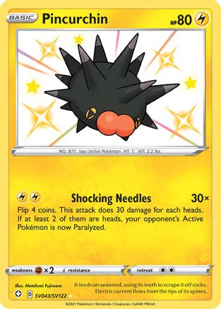 Pincurchin SV043/SV122 - Holofoil Shining Fates Shiny Vault - Shiny Holo Rare