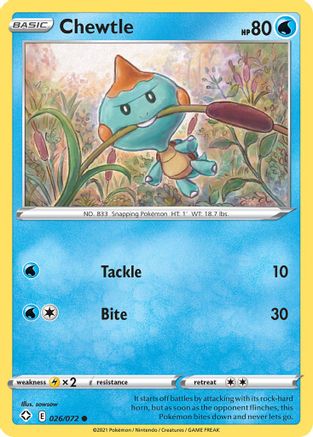 Chewtle 026/072 - Reverse Holofoil Shining Fates - Common