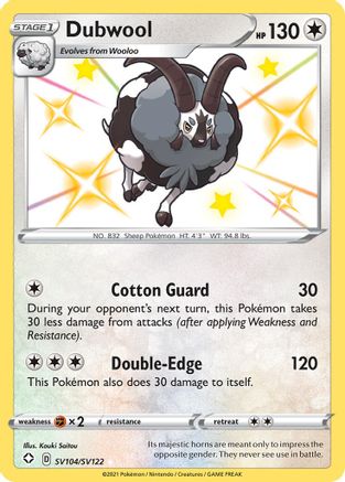 Dubwool SV104/SV122 - Holofoil Shining Fates Shiny Vault - Shiny Holo Rare