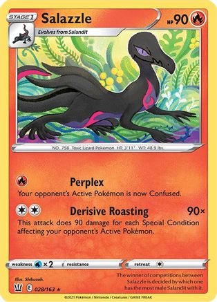Salazzle 028/163 - Reverse Holofoil SWSH05 Battle Styles - Rare