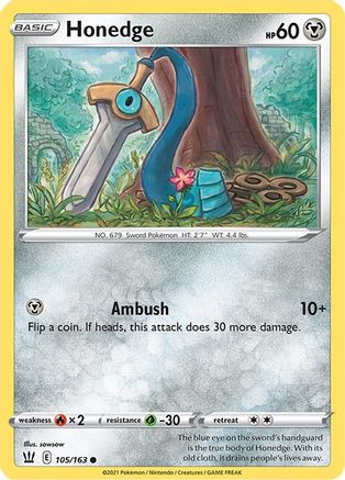Honedge 105/163 - Reverse Holofoil SWSH05 Battle Styles - Common