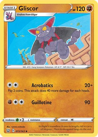 Gliscor 072/163 - Reverse Holofoil SWSH05 Battle Styles - Uncommon