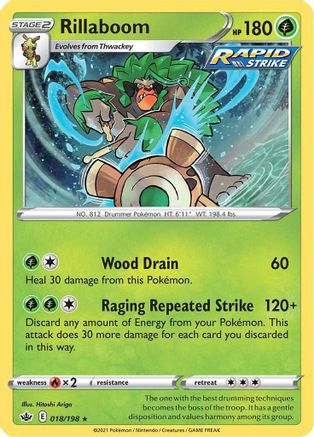 Rillaboom 018/198 - Holofoil SWSH06 Chilling Reign - Holo Rare