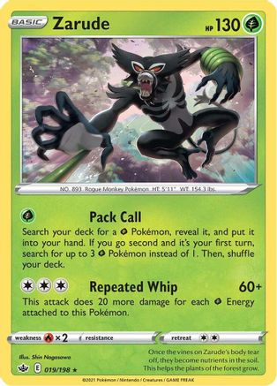 Zarude 019/198 - Reverse Holofoil SWSH06 Chilling Reign - Holo Rare