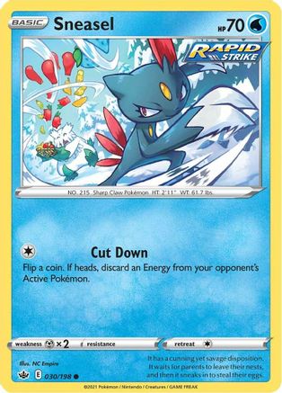 Sneasel 030/198 - Reverse Holofoil SWSH06 Chilling Reign - Common