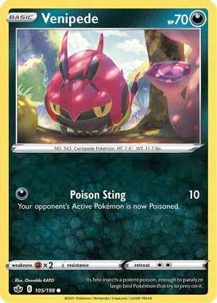 Venipede 105/198 SWSH06 Chilling Reign - Common