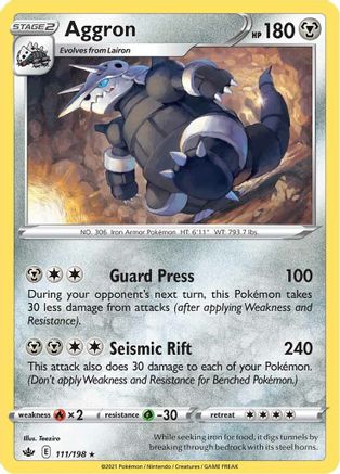 Aggron 111/198 - Reverse Holofoil SWSH06 Chilling Reign - Rare