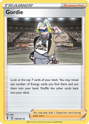 Gordie 149/203 - Reverse Holofoil SWSH07 Evolving Skies - Uncommon