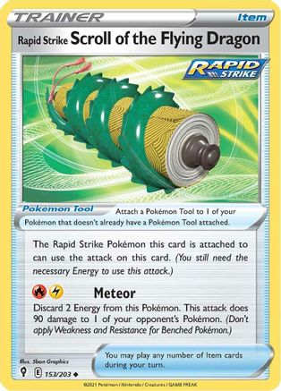 Rapid Strike Scroll of the Flying Dragon 153/203 - Reverse Holofoil SWSH07 Evolving Skies - Uncommon