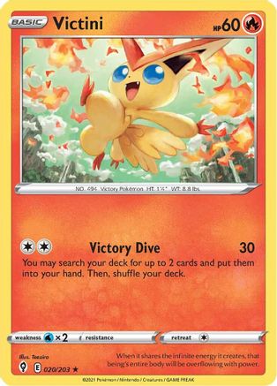 Victini 020/203 - Reverse Holofoil SWSH07 Evolving Skies - Holo Rare