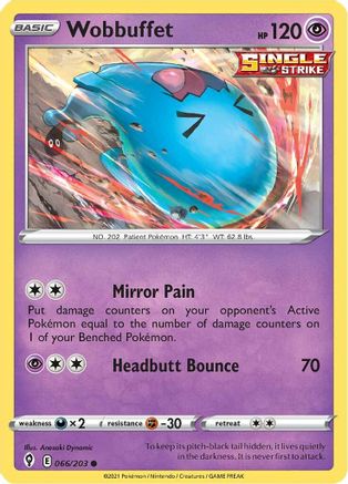 Wobbuffet 066/203 - Reverse Holofoil SWSH07 Evolving Skies - Common