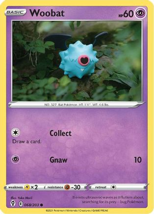 Woobat 068/203 - Reverse Holofoil SWSH07 Evolving Skies - Common