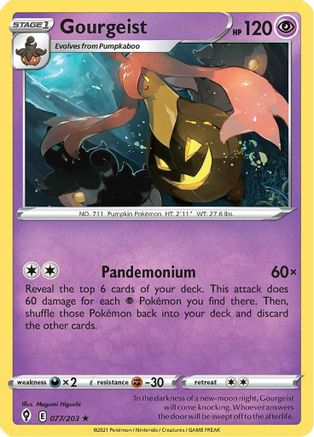 Gourgeist 077/203 - Reverse Holofoil SWSH07 Evolving Skies - Rare