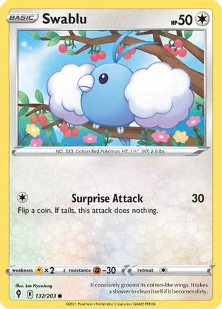 Swablu 132/203 SWSH07 Evolving Skies - Common