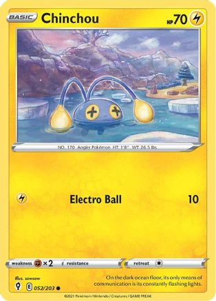 Chinchou 052/203 - Reverse Holofoil SWSH07 Evolving Skies - Common