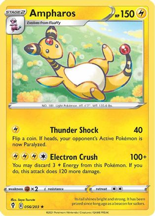 Ampharos 056/203 - Reverse Holofoil SWSH07 Evolving Skies - Rare