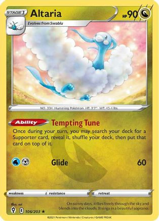 Altaria 106/203 SWSH07 Evolving Skies - Rare