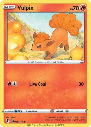 Vulpix (28) 028/264 - Reverse Holofoil SWSH08 Fusion Strike - Common
