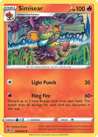 Simisear 038/264 SWSH08 Fusion Strike - Uncommon