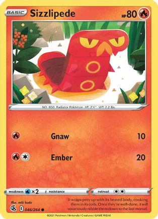 Sizzlipede (46) 046/264 - Reverse Holofoil SWSH08 Fusion Strike - Common