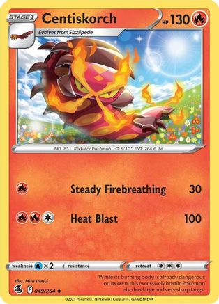Centiskorch (49) 049/264 - Reverse Holofoil SWSH08 Fusion Strike - Uncommon