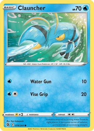 Clauncher 074/264 - Reverse Holofoil SWSH08 Fusion Strike - Common