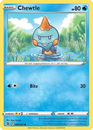 Chewtle 080/264 - Reverse Holofoil SWSH08 Fusion Strike - Common