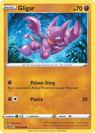 Gligar 140/264 - Reverse Holofoil SWSH08 Fusion Strike - Common