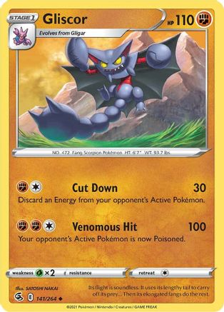 Gliscor 141/264 - Reverse Holofoil SWSH08 Fusion Strike - Uncommon