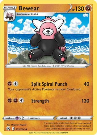 Bewear 151/264 - Reverse Holofoil SWSH08 Fusion Strike - Uncommon