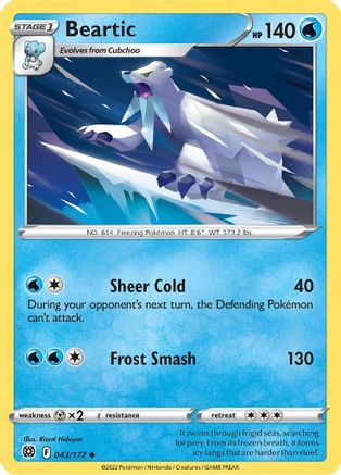 Beartic 043/172 - Reverse Holofoil SWSH09 Brilliant Stars - Uncommon